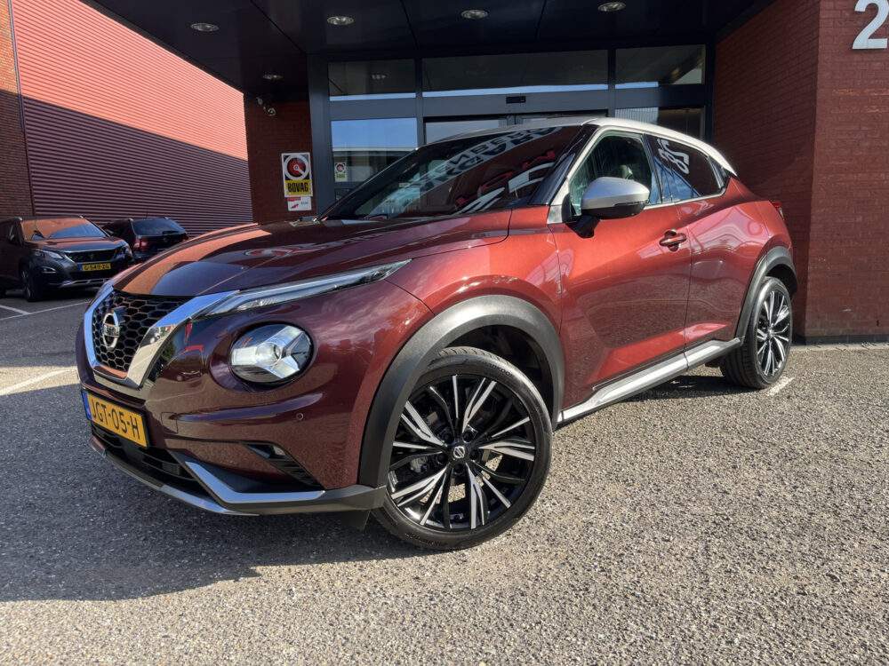 Nissan Juke 1.0 DIG-T N-Design // ADAPT. CRUISE // BOSE AUDIO // LEDER-ALCANTARA // 360 CAMERA // DODEHOEK // NAVI+CARPLAY // KEYLESS // 1