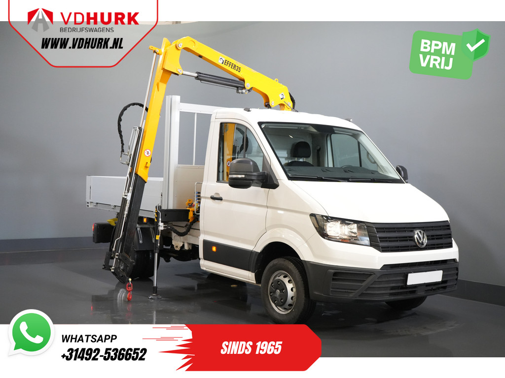 Volkswagen Crafter Open laadbak 50 165 pk Effer 352S Kraan/ Crane/ Kran/ Autokran/ PTO/ Open laadbak/ Dubbel Lucht 35