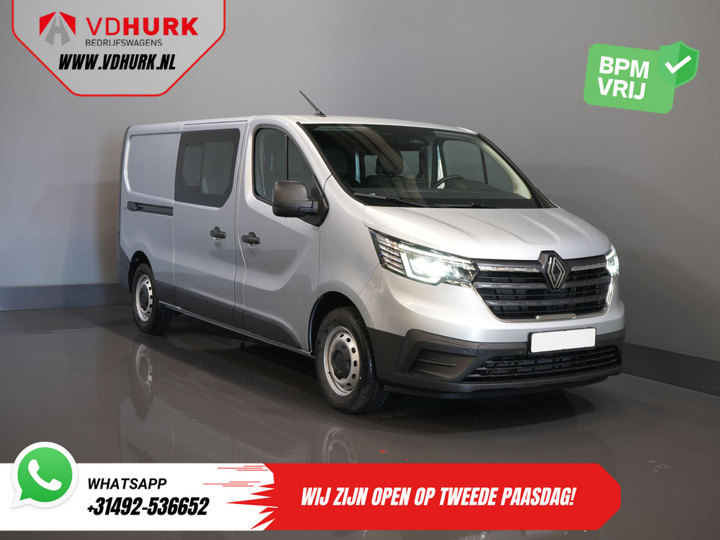Renault Trafic Bestelbus 2.0 dCi 130 pk L2 BPM VRIJ! DC Dubbel Cabine LED/ 2xSchuifdeur/ Navi/ Carplay/ Camera/ PDC/ Cruise 0