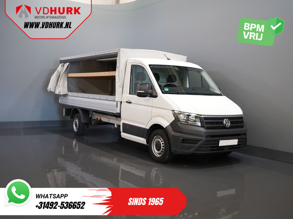 Volkswagen Crafter Open laadbak 35 2.0 TDI 180 pk DSG Aut. BPM VRIJ! 430x203 Open laadbak/ Schuifzeil/ Huif/ Climate/ Adapt. Cruise/ Camera/ Carplay 8