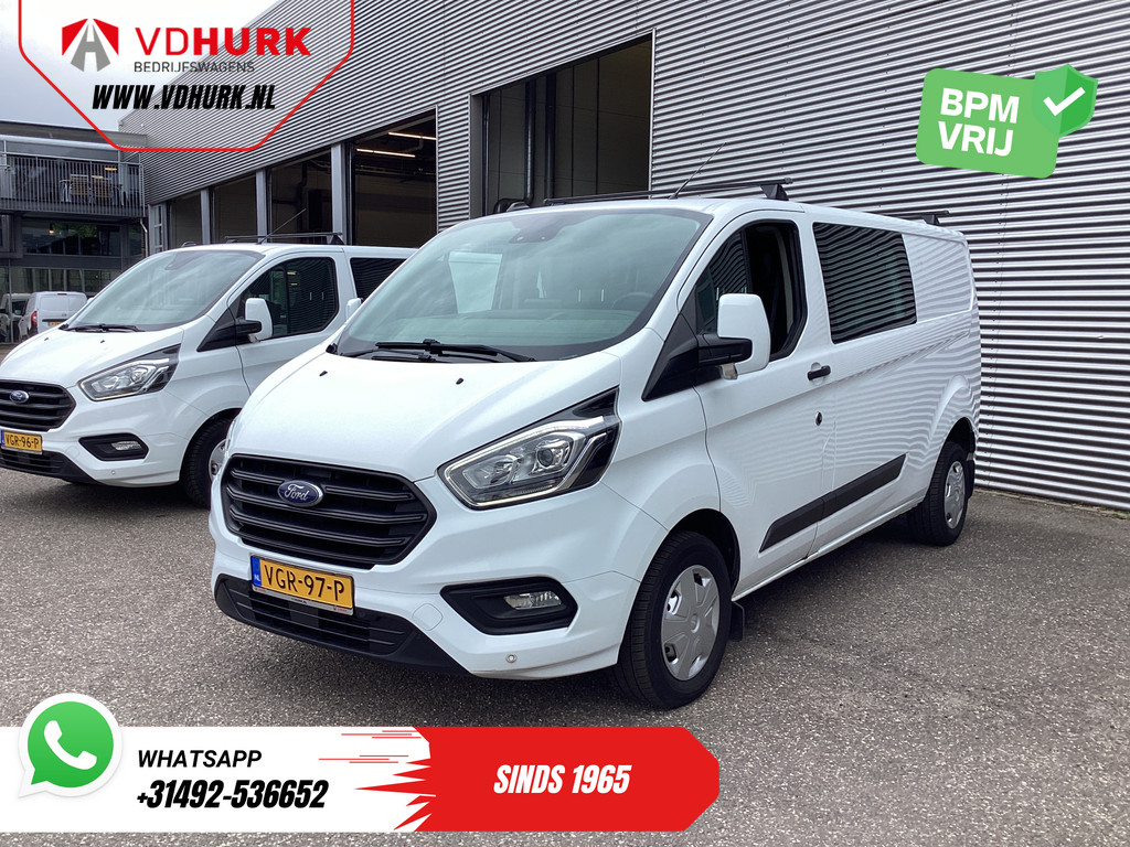 Ford Transit Custom Bestelbus 2.0 TDCI L2 Trend DC Dubbel Cabine BPM VRIJ! Stoelverw./ Carplay/ 2.7t Trekverm./ Navi/ PDC/ Cruise 6