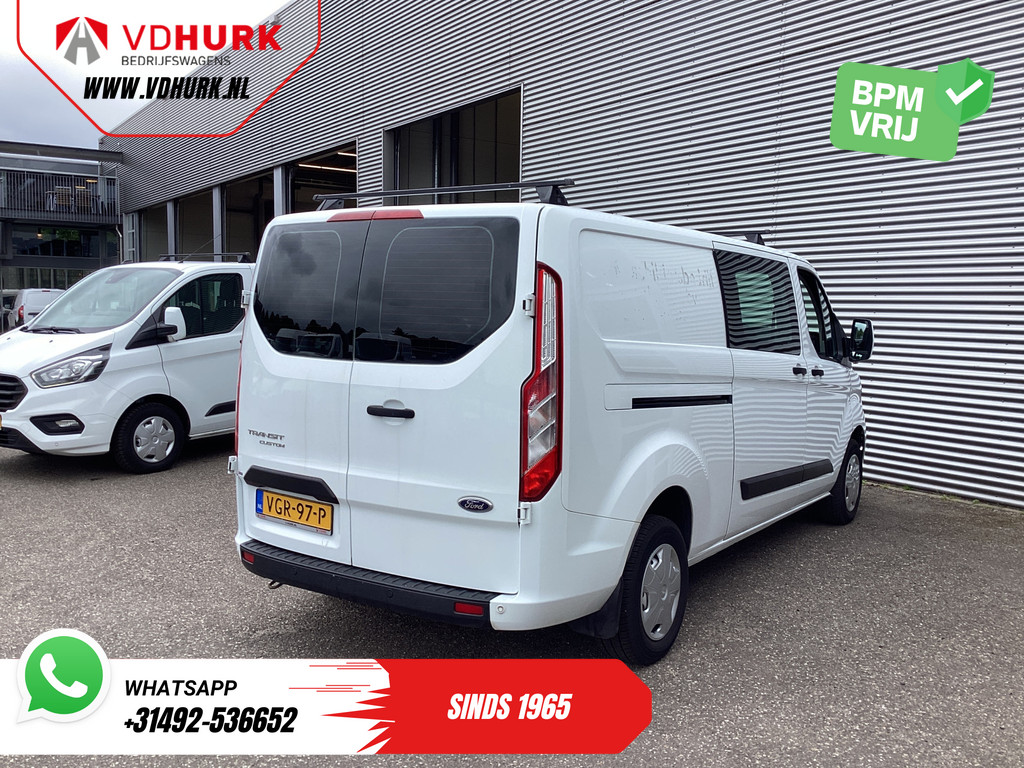 Ford Transit Custom Bestelbus 2.0 TDCI L2 Trend DC Dubbel Cabine BPM VRIJ! Stoelverw./ Carplay/ 2.7t Trekverm./ Navi/ PDC/ Cruise 7