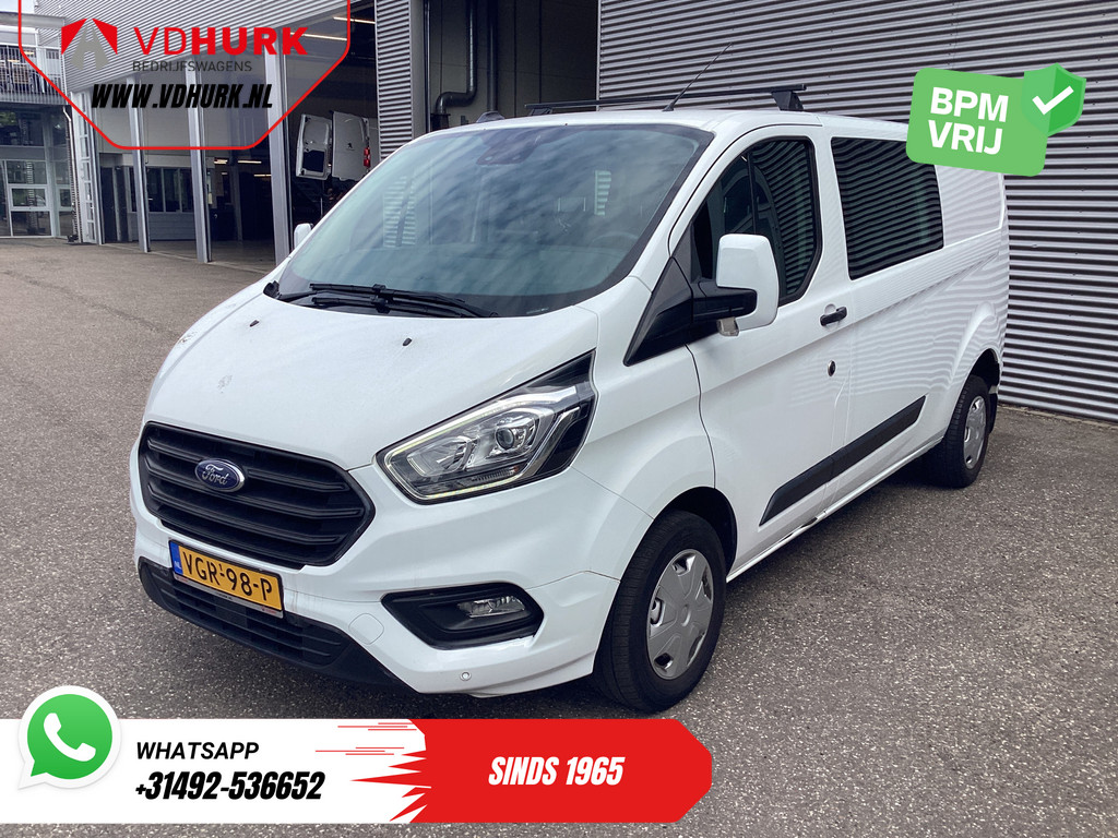 Ford Transit Custom Bestelbus 2.0 TDCI L2 Trend DC Dubbel Cabine BPM VRIJ! NL Auto/ Stoelverw./ Carplay/ 2.7t Trekverm./ Navi/ PDC/ Cruise 7