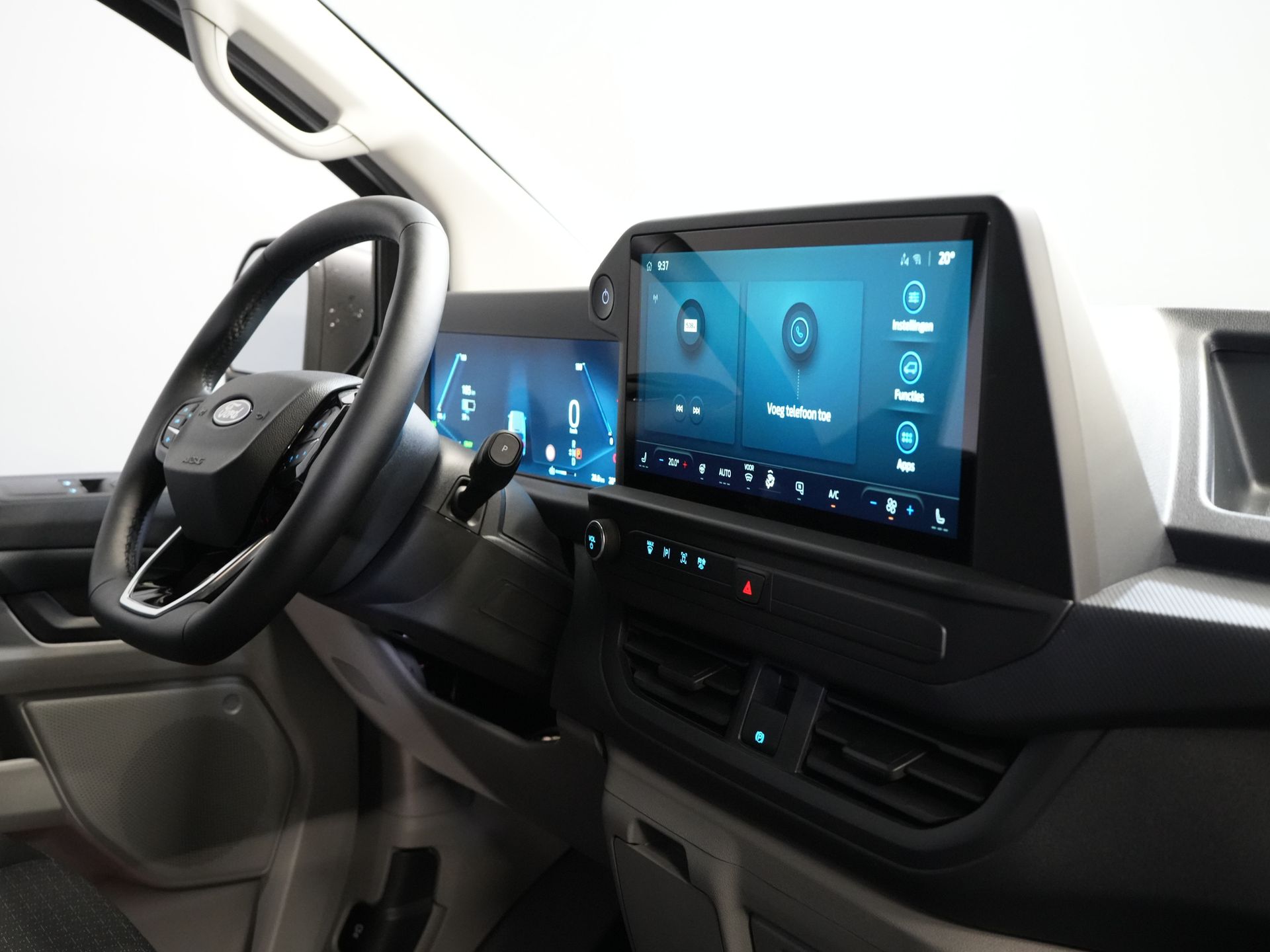 Ford E-Transit Custom Bestelbus 340 L2 65 kWh 330 km WLTP 2.3t Trekverm./ Snellader/ LED/ Standkachel/ Stoelverw./ Stuur.Verw./ Voorruit.Verw./ Carplay/ Camera/ 2