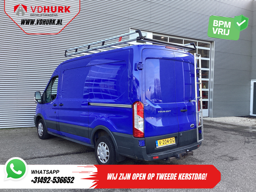 Ford Transit Bestelbus 2.0 TDCI 130 pk L2H2 Trend NL Auto/ 2xSchuifdeur/ Imperaal + Ladder/ Inrichting/ Cruise/ Camera/ Trekhaak/ PDC/ Airco 1