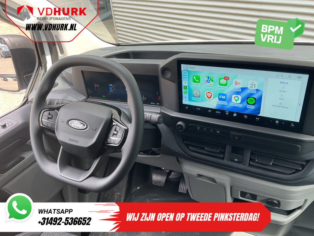Ford E-Transit Custom Bestelbus L2 330 km WLTP LED/ Standkachel/ Stoelverw./ Snellader/ 2.3t Trekverm./ Carplay/ Climate/ Camera/ PDC/ Cruise 11
