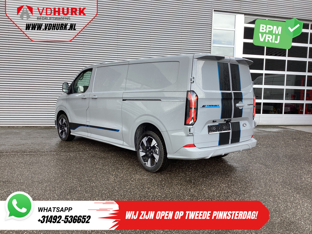 Ford E-Transit Custom Bestelbus Sport L2 330km WLTP LED/ 2x Schuifdeur/ Adapt.Cruise/ Elek.Stoel/ Standkachel/ Stoelverw./ Carplay/ Navi/ Camera/ Climate/ 19” L 1
