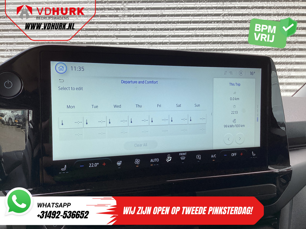 Ford E-Transit Custom Bestelbus Sport L2 330km WLTP LED/ 2x Schuifdeur/ Adapt.Cruise/ Elek.Stoel/ Standkachel/ Stoelverw./ Carplay/ Navi/ Camera/ Climate/ 19” L 19