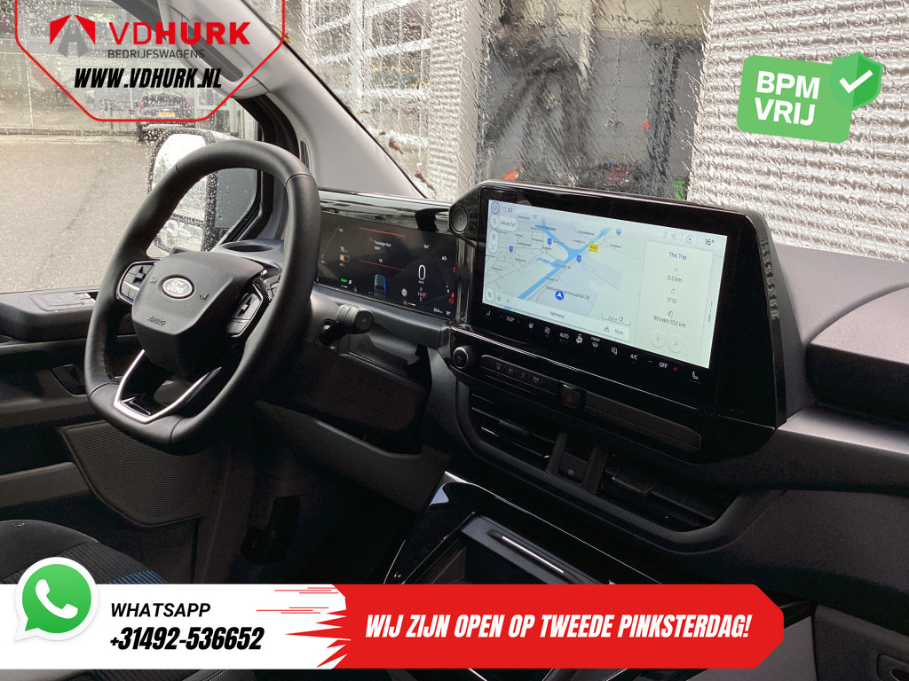 Ford E-Transit Custom Bestelbus Sport L2 330km WLTP LED/ 2x Schuifdeur/ Adapt.Cruise/ Elek.Stoel/ Standkachel/ Stoelverw./ Carplay/ Navi/ Camera/ Climate/ 19” L 2