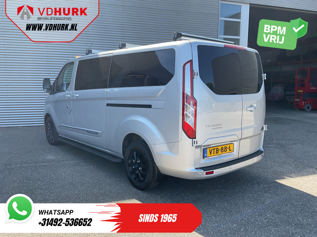 Ford Transit Custom Bestelbus 2.0 TDCI 130 pk Aut. L2 DC Dubbel Cabine 2xSchuifdeur/ NL Auto/ Carplay/ Leder/ Stoelverw./ Navi/ Cruise/ Camera/ Airco/ Dakdrag 1