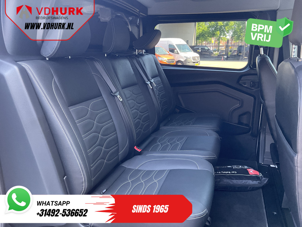 Ford Transit Custom Bestelbus 2.0 TDCI 130 pk Aut. L2 DC Dubbel Cabine 2xSchuifdeur/ NL Auto/ Carplay/ Leder/ Stoelverw./ Navi/ Cruise/ Camera/ Airco/ Dakdrag 11