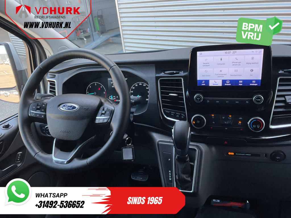 Ford Transit Custom Bestelbus 2.0 TDCI 130 pk Aut. L2 DC Dubbel Cabine 2xSchuifdeur/ NL Auto/ Carplay/ Leder/ Stoelverw./ Navi/ Cruise/ Camera/ Airco/ Dakdrag 13