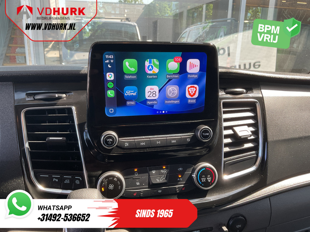 Ford Transit Custom Bestelbus 2.0 TDCI 130 pk Aut. L2 DC Dubbel Cabine 2xSchuifdeur/ NL Auto/ Carplay/ Leder/ Stoelverw./ Navi/ Cruise/ Camera/ Airco/ Dakdrag 17