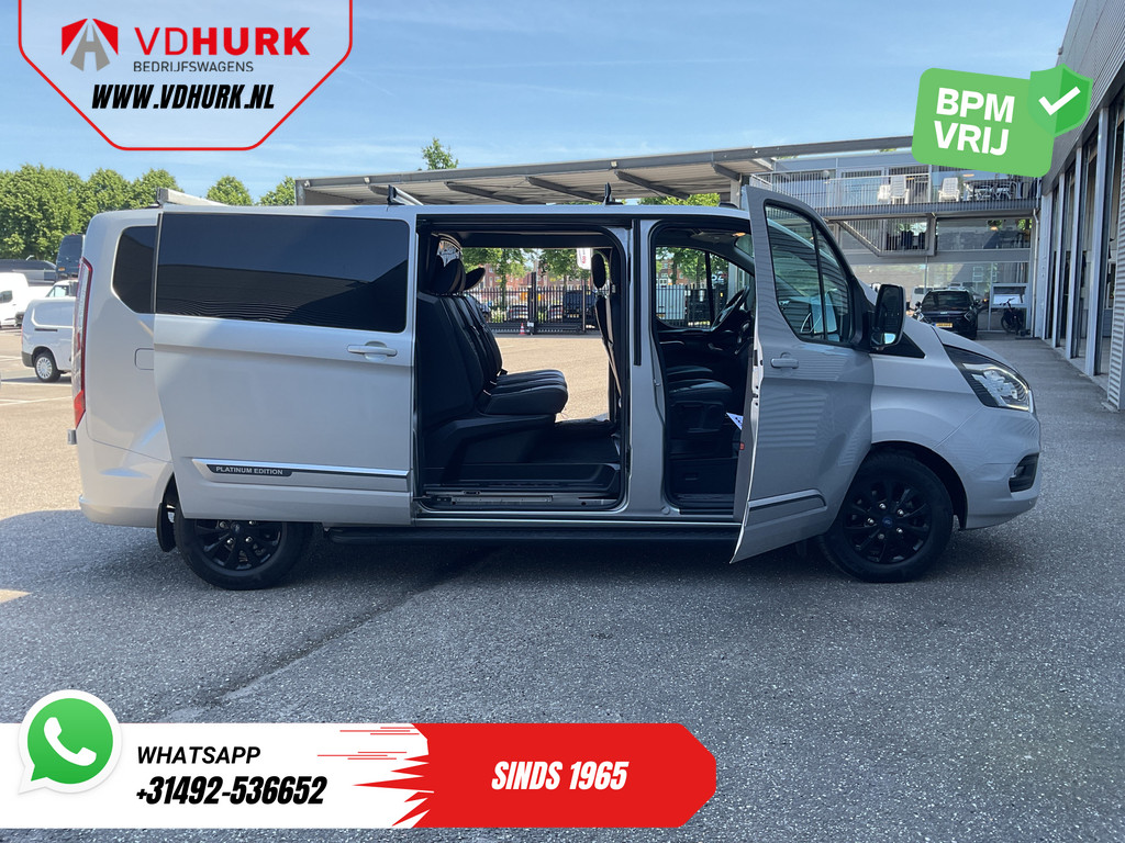 Ford Transit Custom Bestelbus 2.0 TDCI 130 pk Aut. L2 DC Dubbel Cabine 2xSchuifdeur/ NL Auto/ Carplay/ Leder/ Stoelverw./ Navi/ Cruise/ Camera/ Airco/ Dakdrag 4
