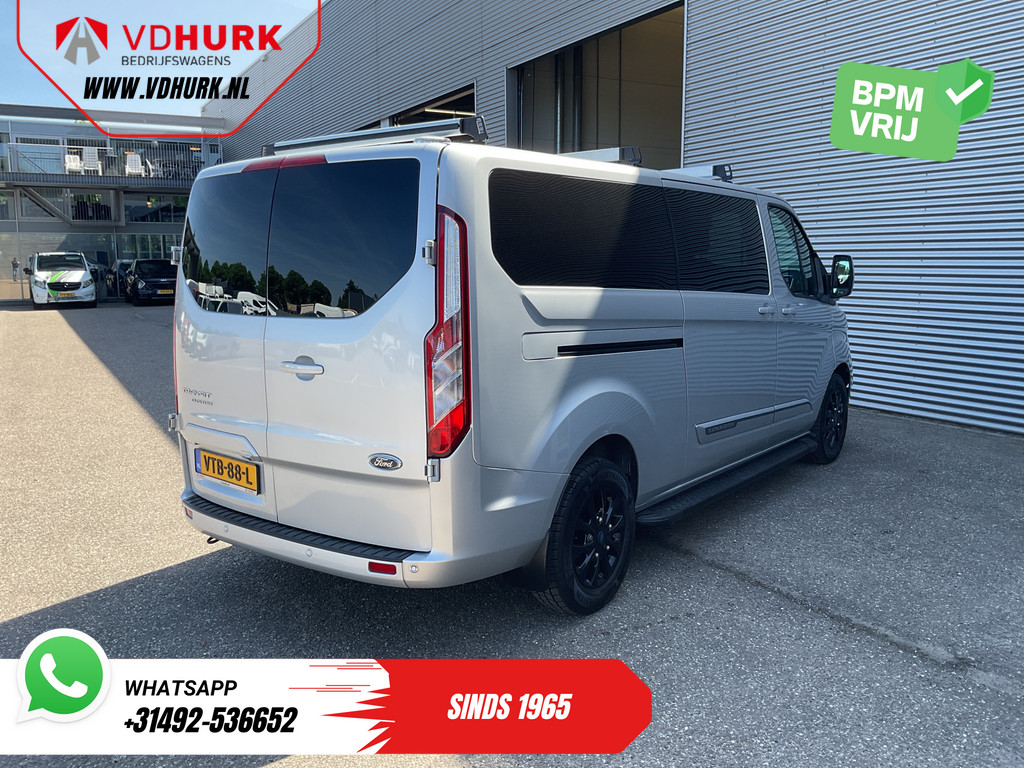 Ford Transit Custom Bestelbus 2.0 TDCI 130 pk Aut. L2 DC Dubbel Cabine 2xSchuifdeur/ NL Auto/ Carplay/ Leder/ Stoelverw./ Navi/ Cruise/ Camera/ Airco/ Dakdrag 9