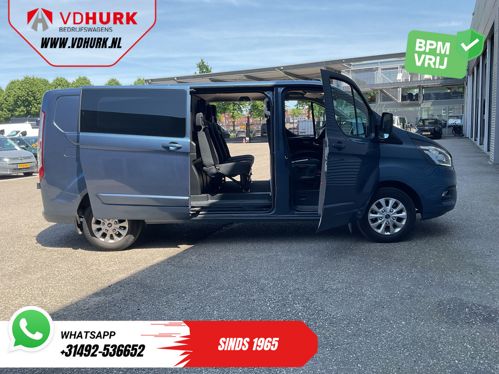 Ford Transit Custom Bestelbus 2.0 TDCI 170 pk Aut. L2 DC Dubbel Cabine 2xSchuifdeur/ Carplay/ Stoelverw./ Navi/ Airco/ Camera/ Cruise/ 16”LMV/ PDC/ Trekhaak 4