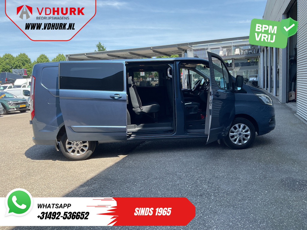 Ford Transit Custom Bestelbus 2.0 TDCI 170 pk Aut. L2 DC Dubbel Cabine 2xSchuifdeur/ Carplay/ Stoelverw./ Navi/ Airco/ Camera/ Cruise/ 16”LMV/ PDC/ Trekhaak 5