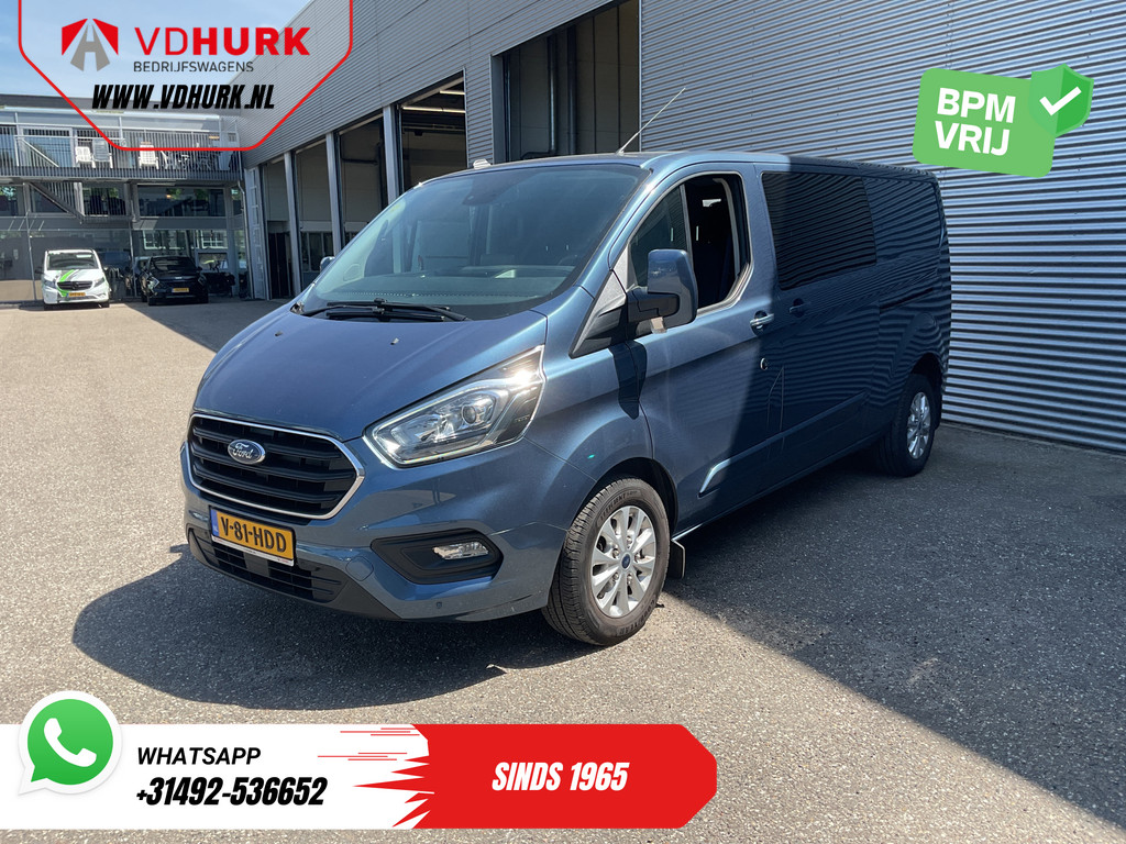 Ford Transit Custom Bestelbus 2.0 TDCI 170 pk Aut. L2 DC Dubbel Cabine 2xSchuifdeur/ Carplay/ Stoelverw./ Navi/ Airco/ Camera/ Cruise/ 16”LMV/ PDC/ Trekhaak 8