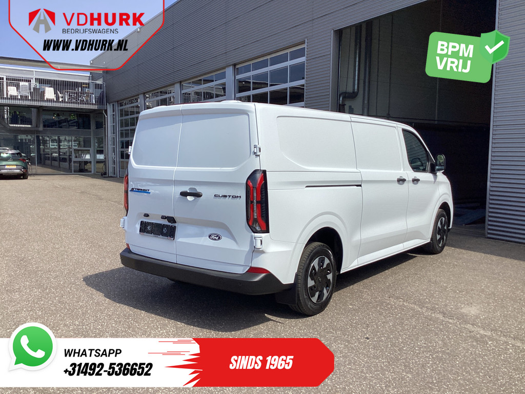 Ford E-Transit Custom Bestelbus L2 330 km WLTP Garantie t/m 2028/ LED/ Snellader/ Standkachel/ Stoelverw./ Stuurverw./ Carplay/ Camera/ PDC/ Climate/ Cruise 8