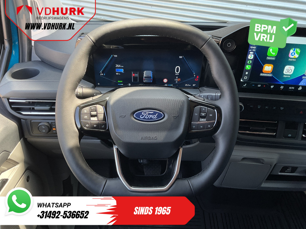 Ford E-Transit Custom Bestelbus 218 pk 330 km WLTP L2 Limited B&O/ Adapt.Cruise/ Elek.Trekhaak/ Standkachel/ Stoelverw./ Stuurverw./ Carplay/ Navi/ 360.Camera/  12