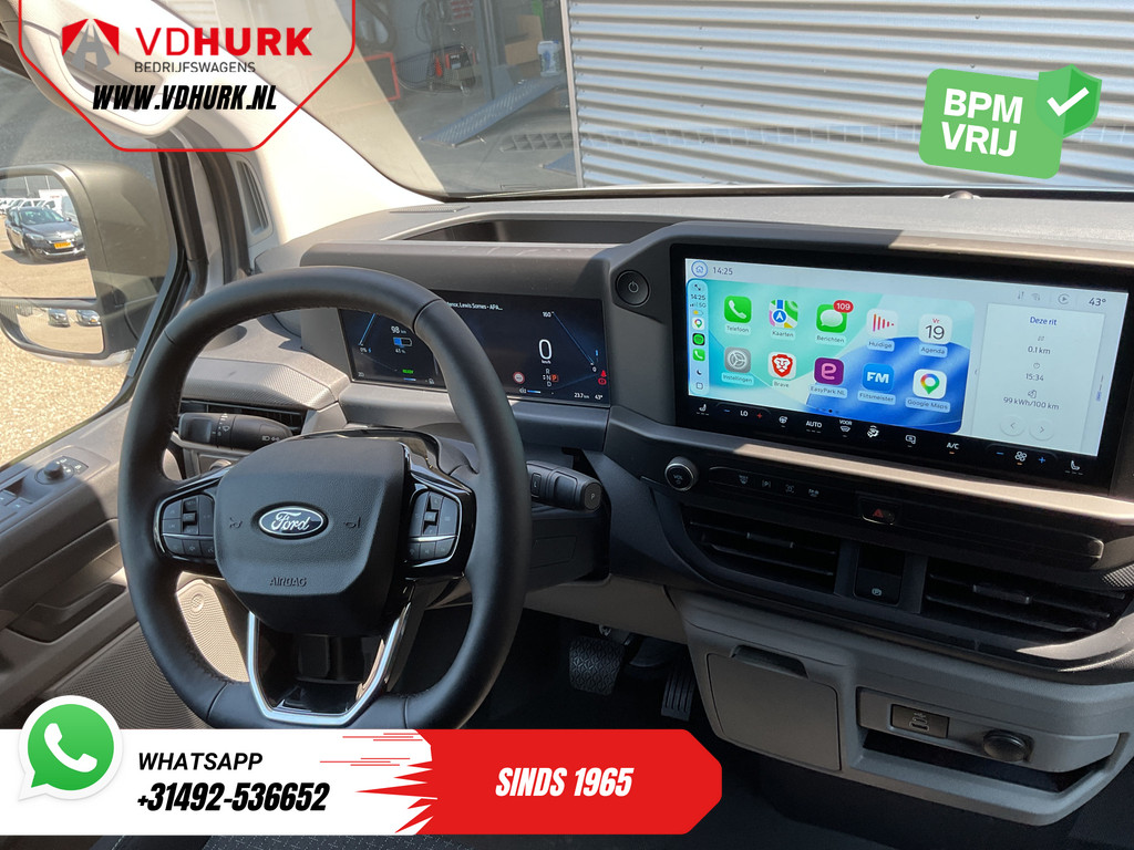 Ford E-Transit Custom Bestelbus L2 65 kWh 330 km WLTP Garantie t/m 05-'29/ LED/ Snellader/ Standkachel/ Stoelverw./ Stuurverw./ Carplay/ Camera/ PDC/ Climate/ C 11