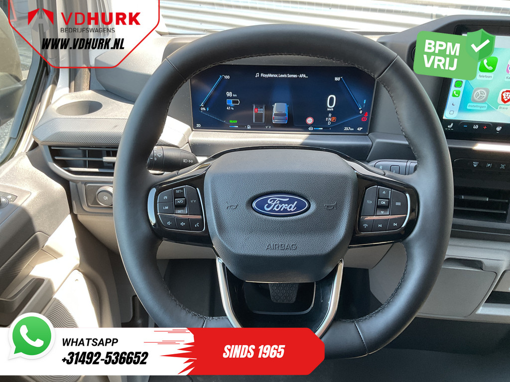 Ford E-Transit Custom Bestelbus L2 65 kWh 330 km WLTP Garantie t/m 05-'29/ LED/ Snellader/ Standkachel/ Stoelverw./ Stuurverw./ Carplay/ Camera/ PDC/ Climate/ C 17
