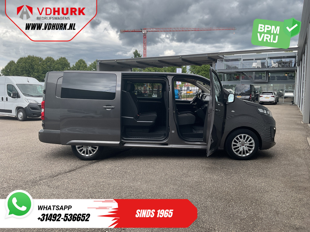 Fiat Scudo Bestelbus 2.0 MJ 145 pk DC Dubbel Cabine Adapt.Cruise/ 2x Schuifdeur/ Keyless/ Carplay/ Navi/ 6 Pers./ Climate/ Camera/ PDC 5