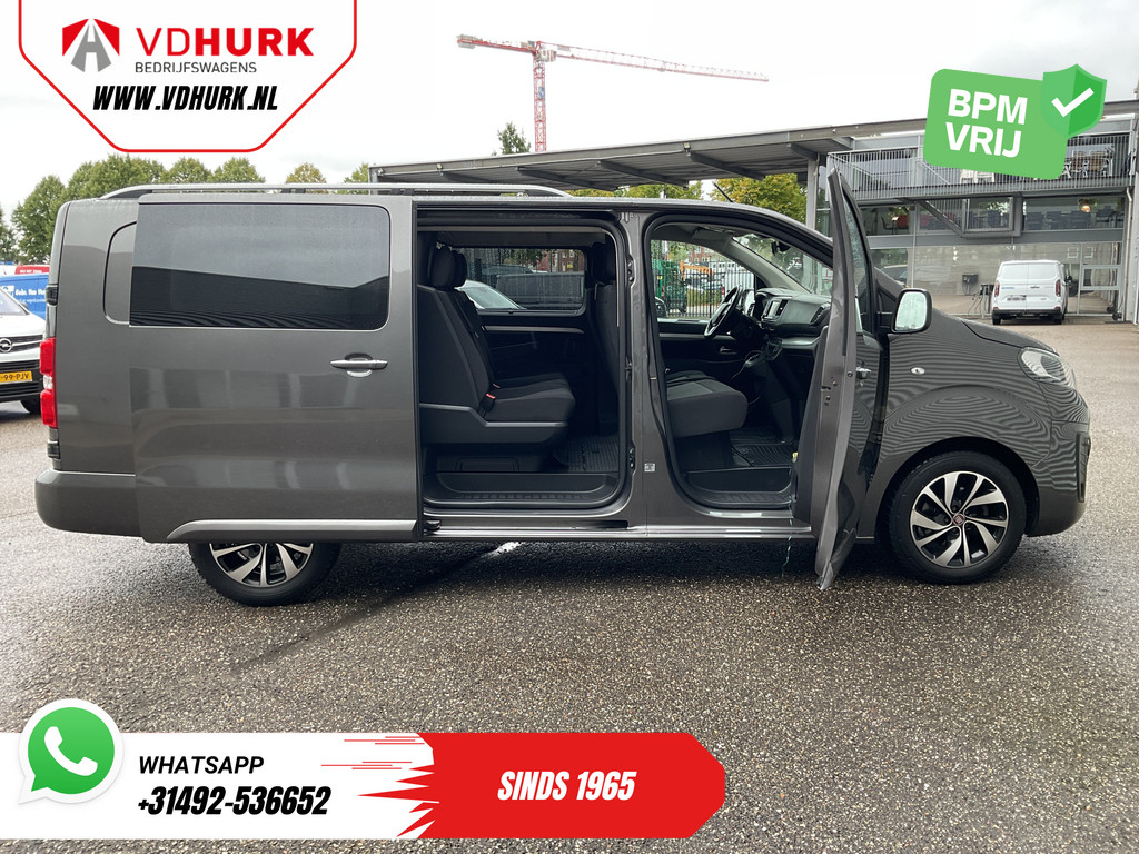 Fiat Scudo Bestelbus 2.0 MJ 180 pk Aut. DC Dubbel Cabine Xenon/ 2x Schuifdeur/ Carplay/ Keyless/ Navi/ Climate/ Camera/ Cruise/ 17’LMV/ PDC 6