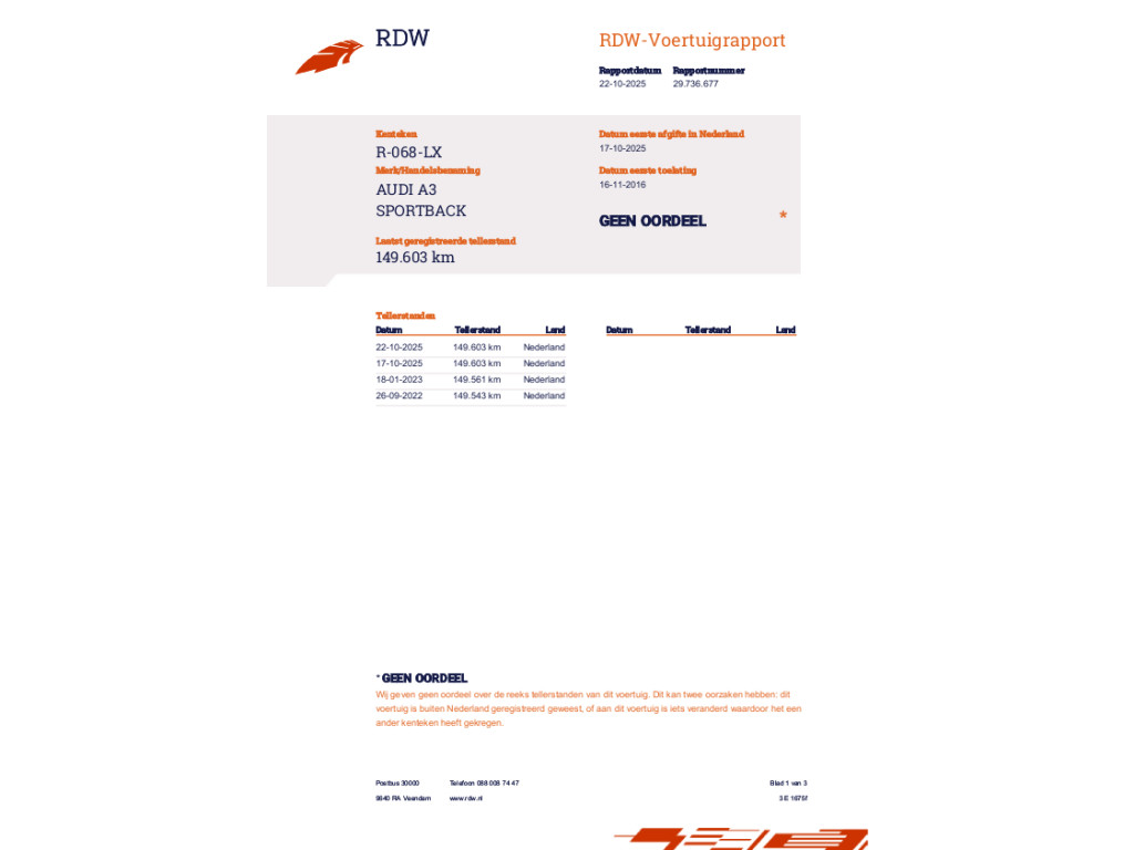 Audi A3 SPORTBACK 1.6 TDI Pro Line NAVI LEER incl BTW 59